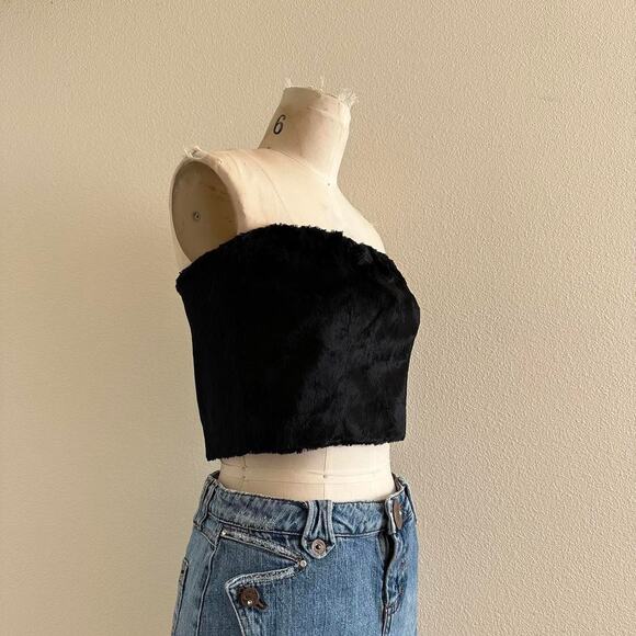 handmade black fuzzy tube crop top - Picture 2 of 10